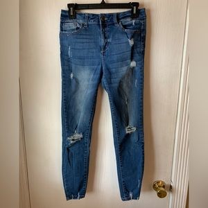 Wax Jean Distressed Skinny Jeans, High Rise, Size 5